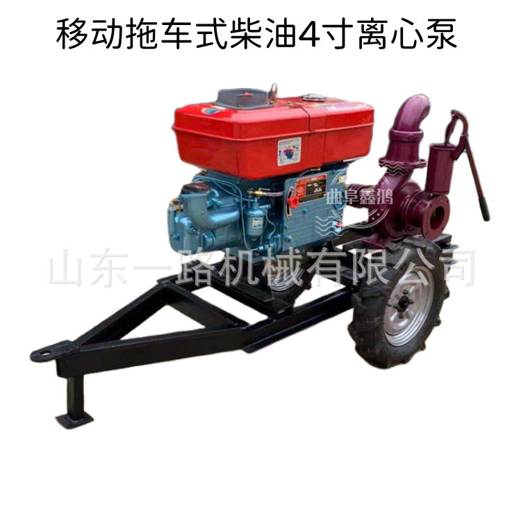12马力柴油机4寸离心泵电启动灌溉抽水泵流量每小时220吨排水泵