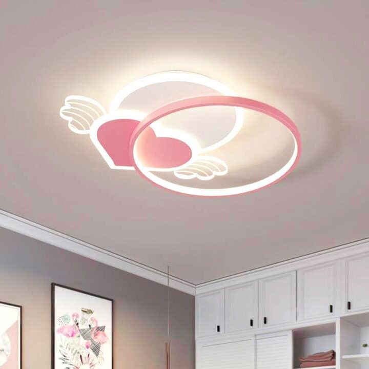 儿童房灯卧室吸顶灯现代简约灯具公主房小女孩卡通创意圆环心形灯