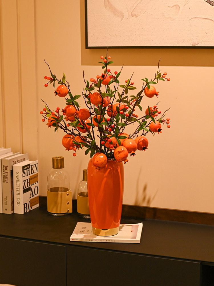 装饰花卉花餐桌花摆花石榴花瓶摆件假花干花装饰客厅