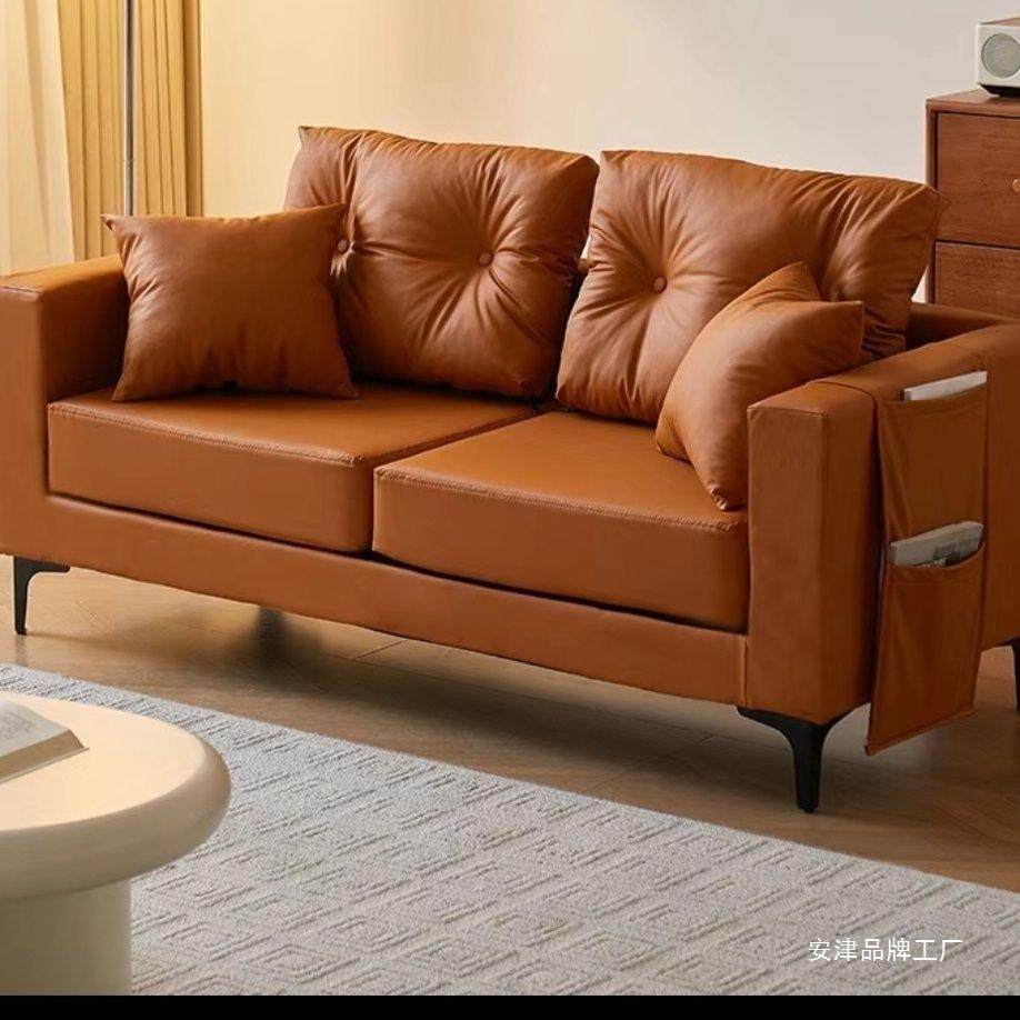 轻奢高级皮艺沙发耐磨出租屋棋牌室美甲店网红奶油款时尚休闲沙发