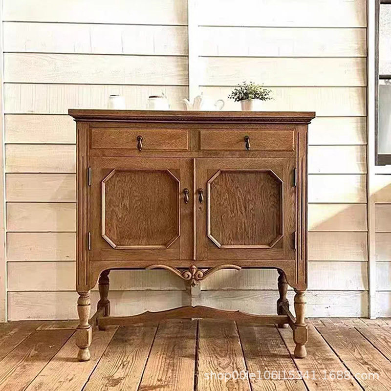 美式复古中古做旧装饰柜田园乡村储物法式碗碟收纳茶水柜子餐边柜