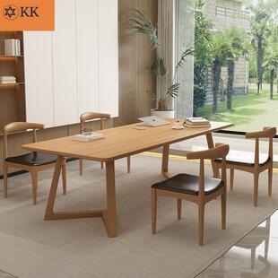 北欧实木客厅大长书桌简约家用办公脑桌学习桌卧室写字桌椅组合