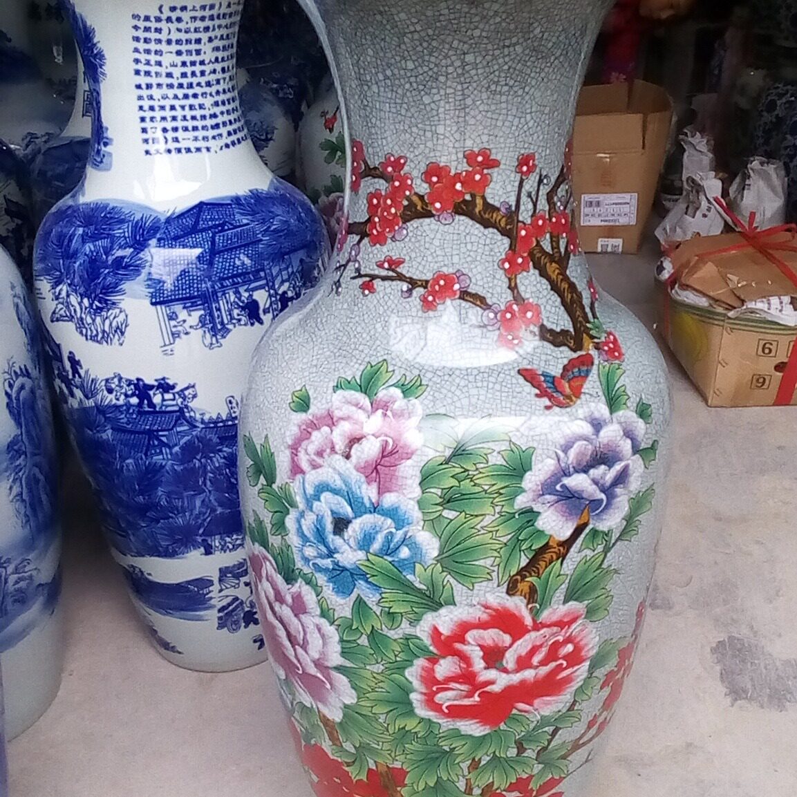供应青花陶瓷万件大花瓶陶瓷万件落地大花瓶摆饰摆件陶瓷花瓶