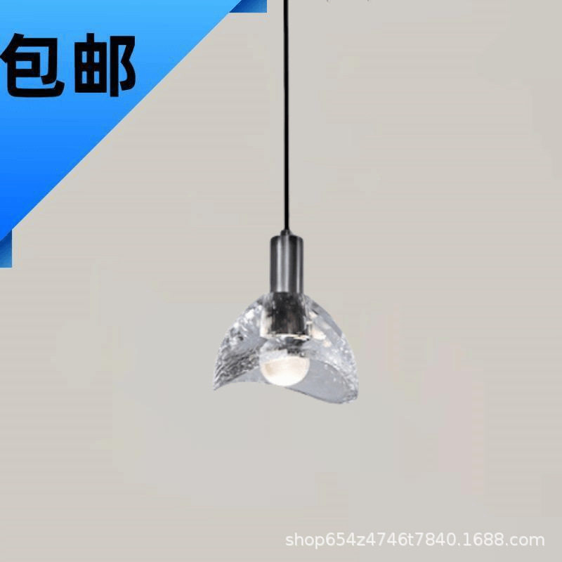 全铜简约轻奢卧室床头单头水晶小吊灯设计师创意个性餐厅吧台吊灯