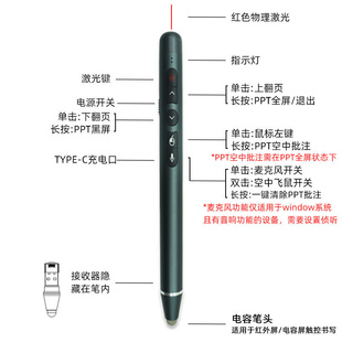 IOLKIOppt翻页笔带麦克风教师用多功能带话筒可写字遥控笔适用希