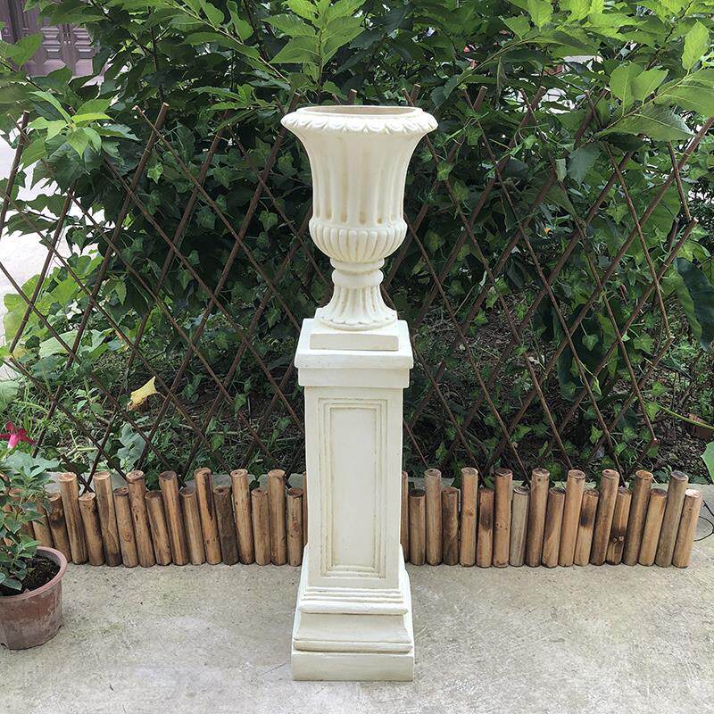 新品简约复古瘦长方形罗马柱仿石膏柱子别墅庭院落地装饰摆件花盆