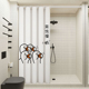 卫生间防水布浴室洗澡干湿分离防霉磁吸厕所隔断帘浴帘套装 免打孔