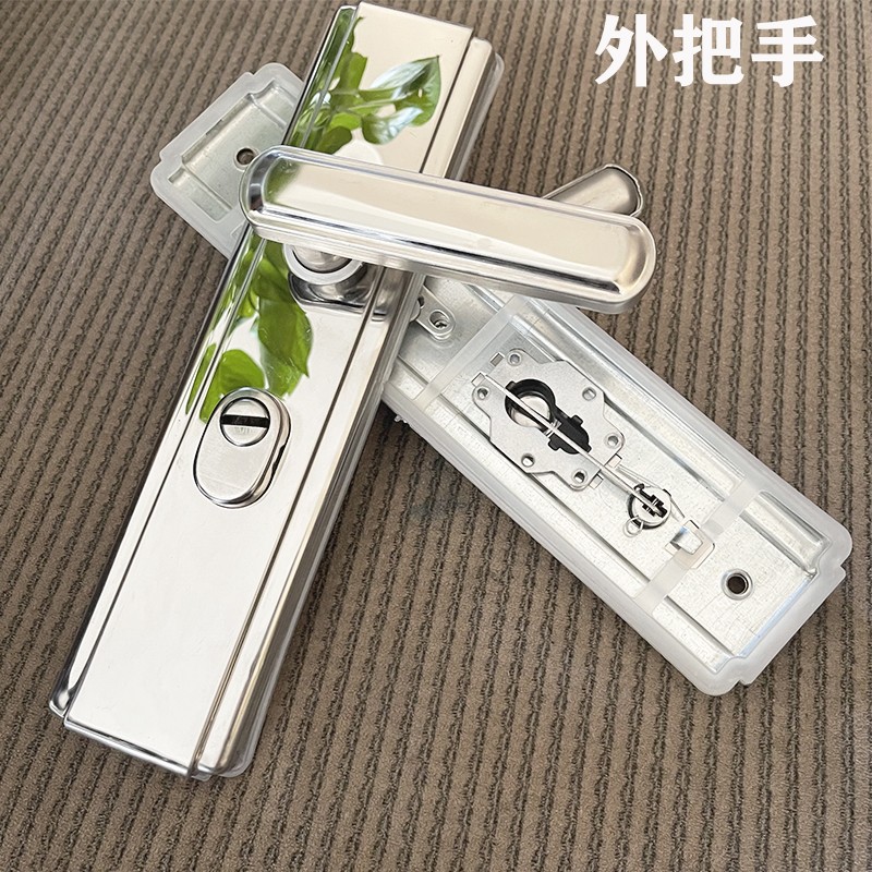 防盗门门锁把手通用套装面板配件手柄家用老式不锈钢拉手锁芯大全