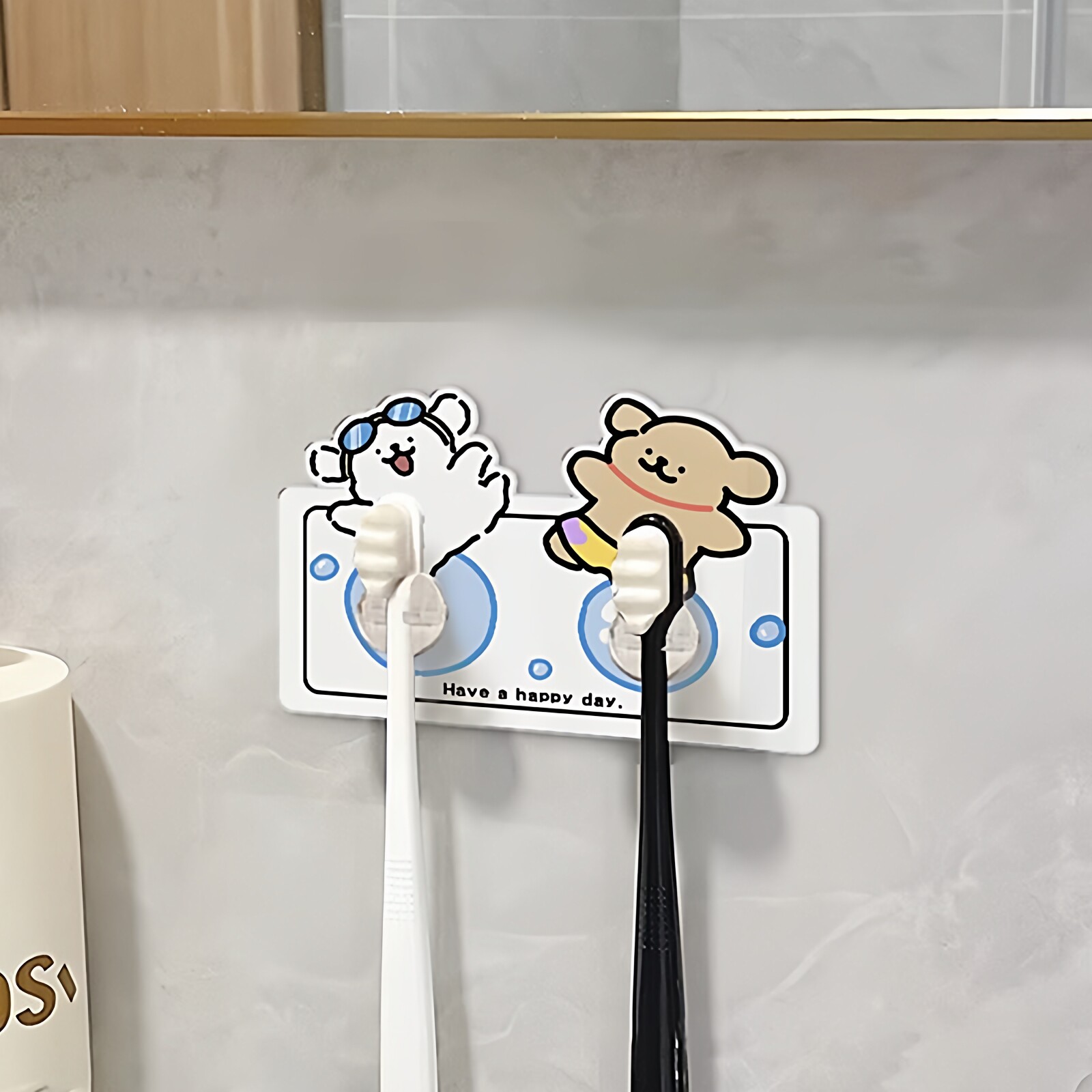 可爱儿童牙刷架子置物架壁挂式免打孔情侣双人电动牙刷挂架牙具可