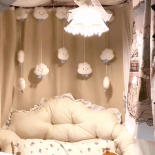大学生宿舍床铺改造女生可爱云朵挂饰氛围感小清新少女心房间门帘