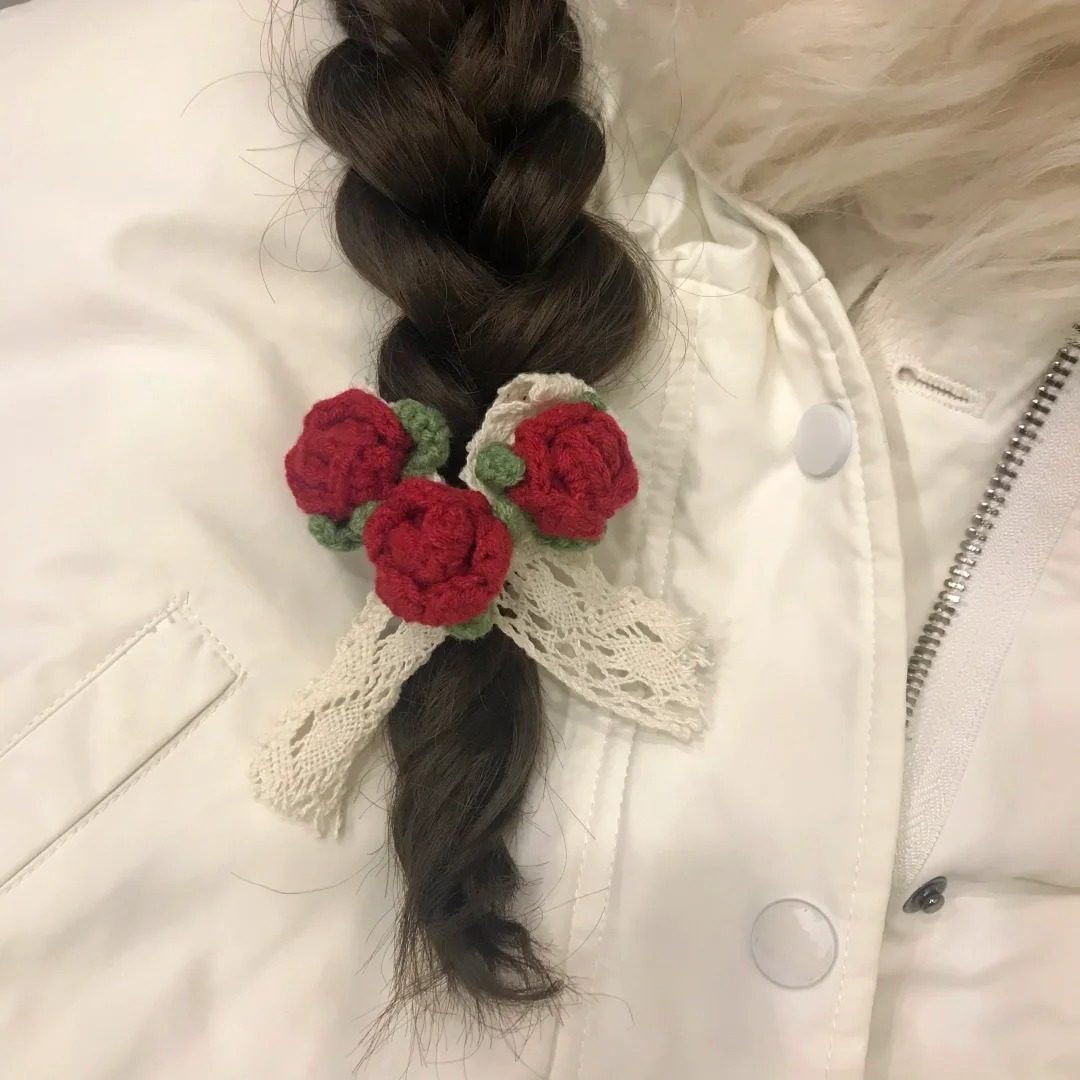 手工编织高颜值新款毛线钩针玫瑰花发绳显白甜美立体花朵发圈发饰,童装/婴儿装/亲子装,发饰,淘宝优惠券,粉丝福利购,淘宝优惠卷