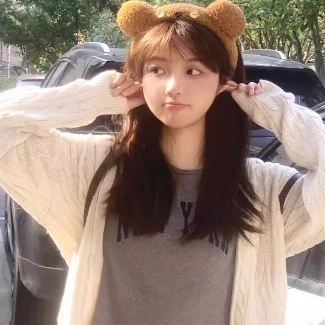 可爱小熊耳朵毛绒发箍