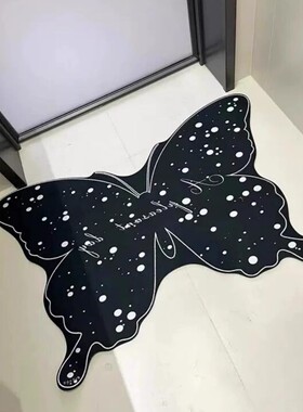 黑色波点蝴蝶印花硅藻泥地垫家用入户门地毯卫生间吸水防滑耐磨垫