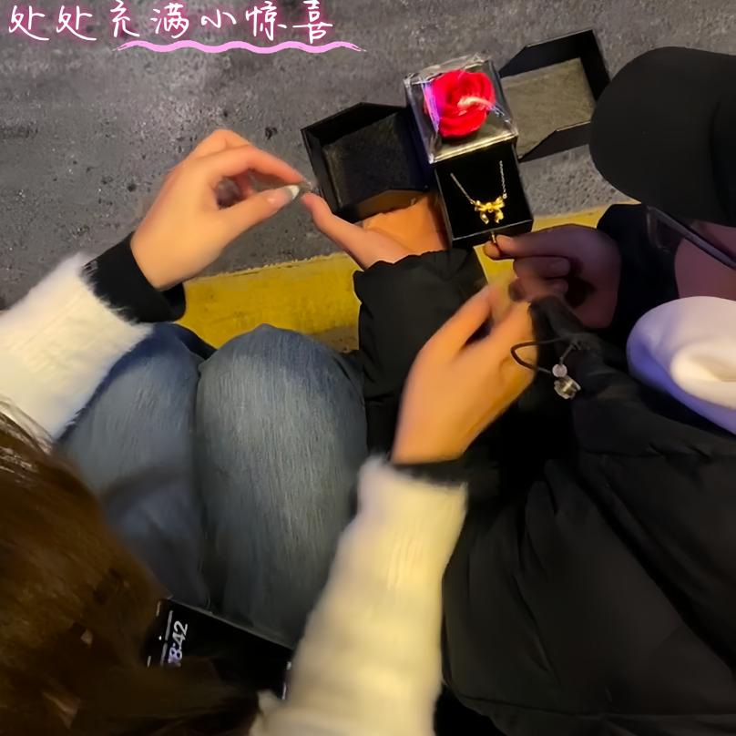 双开玫瑰花首饰盒香皂花礼物盒生日礼盒高级礼品包装盒送女生惊喜