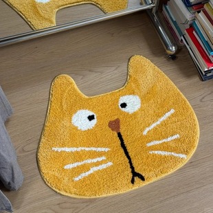 异形可爱卡通猫咪地垫浴室吸水垫卧室床边毛绒地毯加厚耐脏易打理