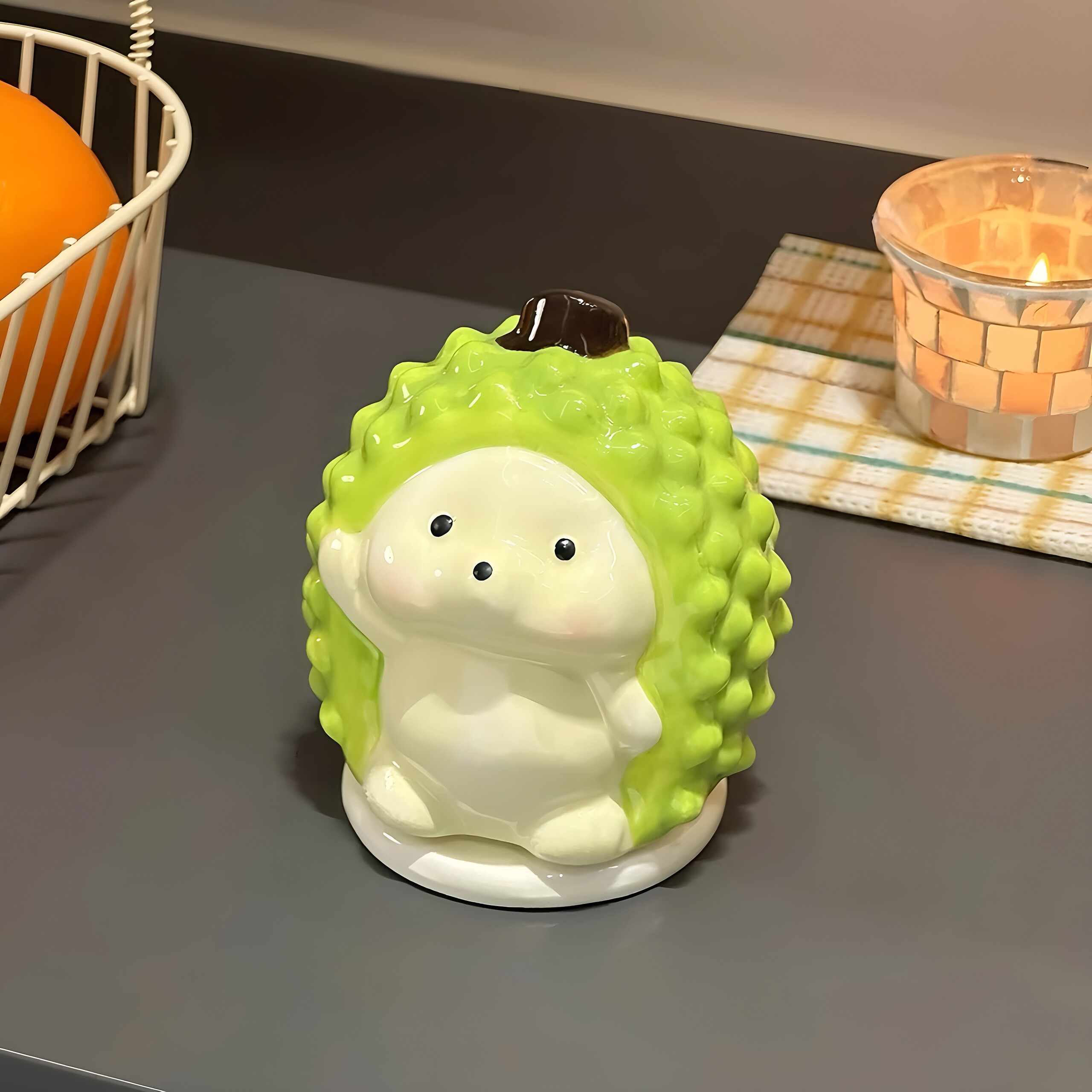 可爱卡通刺猬牙签筒创意家用陶瓷牙签盒高颜值收纳牙线盒棉签储物