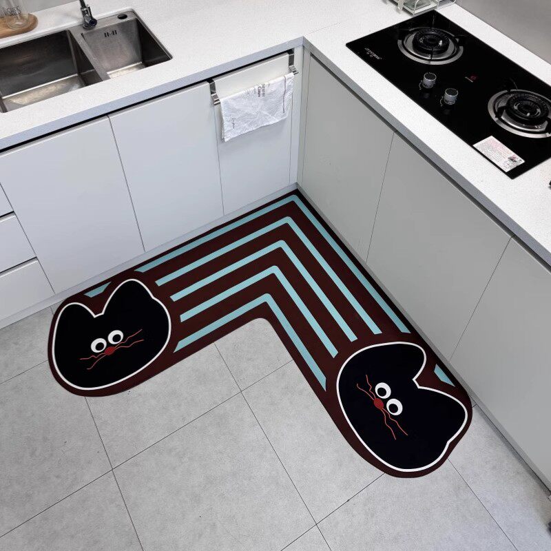 厨房防滑防油防水地垫厨房垫子L型地毯吸水硅藻泥可擦免洗耐脏