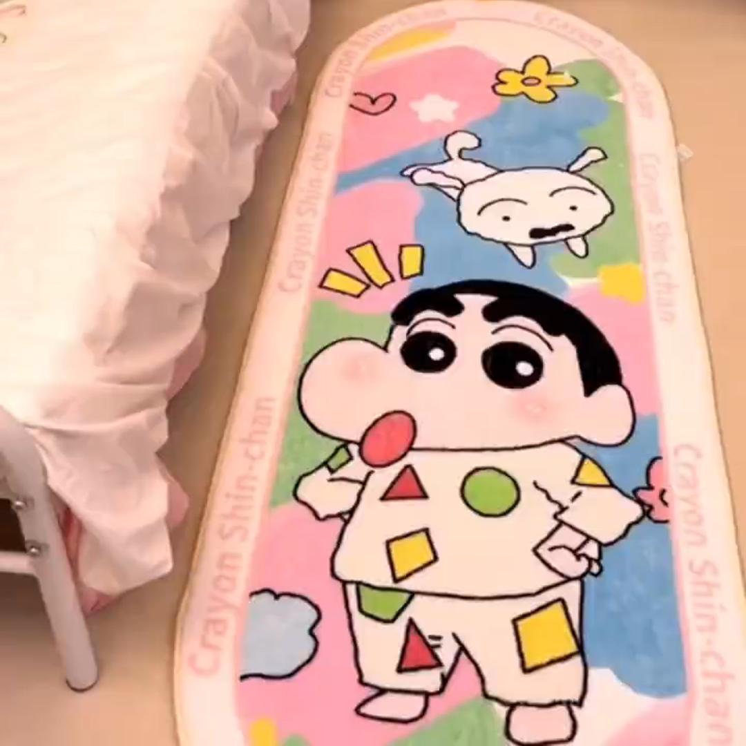 蜡笔小新地毯卡通房间装饰家用卧室女孩床边地垫沙发客厅加厚地垫