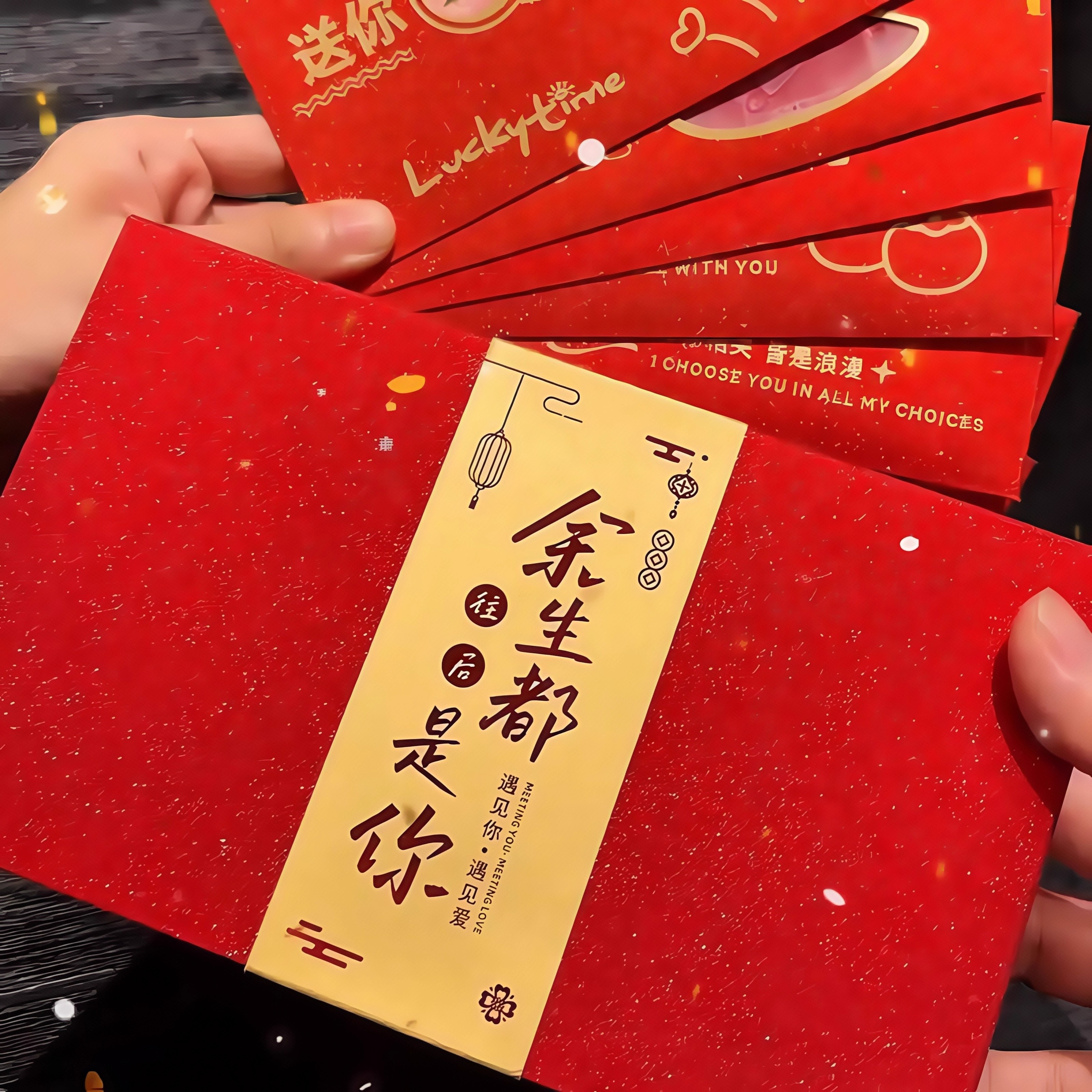 七夕红包创意镂空烫金