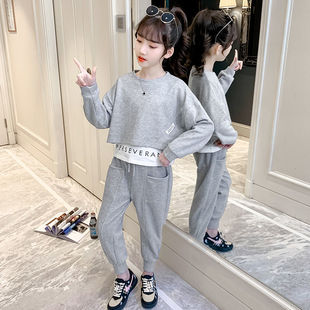 韩版 女童春装 套装 2021新款 网红洋气中大童时髦春秋儿童卫衣两件套