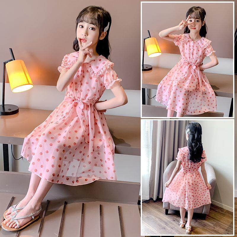 女童连衣裙夏装2020新款儿童夏季新款大童小女孩洋气雪纺公主裙子
