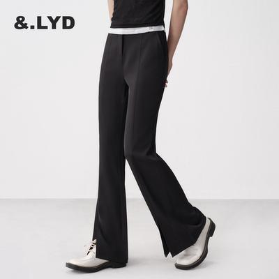 【冷狗团购】&LYD垂垂马蹄裤 开叉微喇裤女高腰西裤春夏透气新款