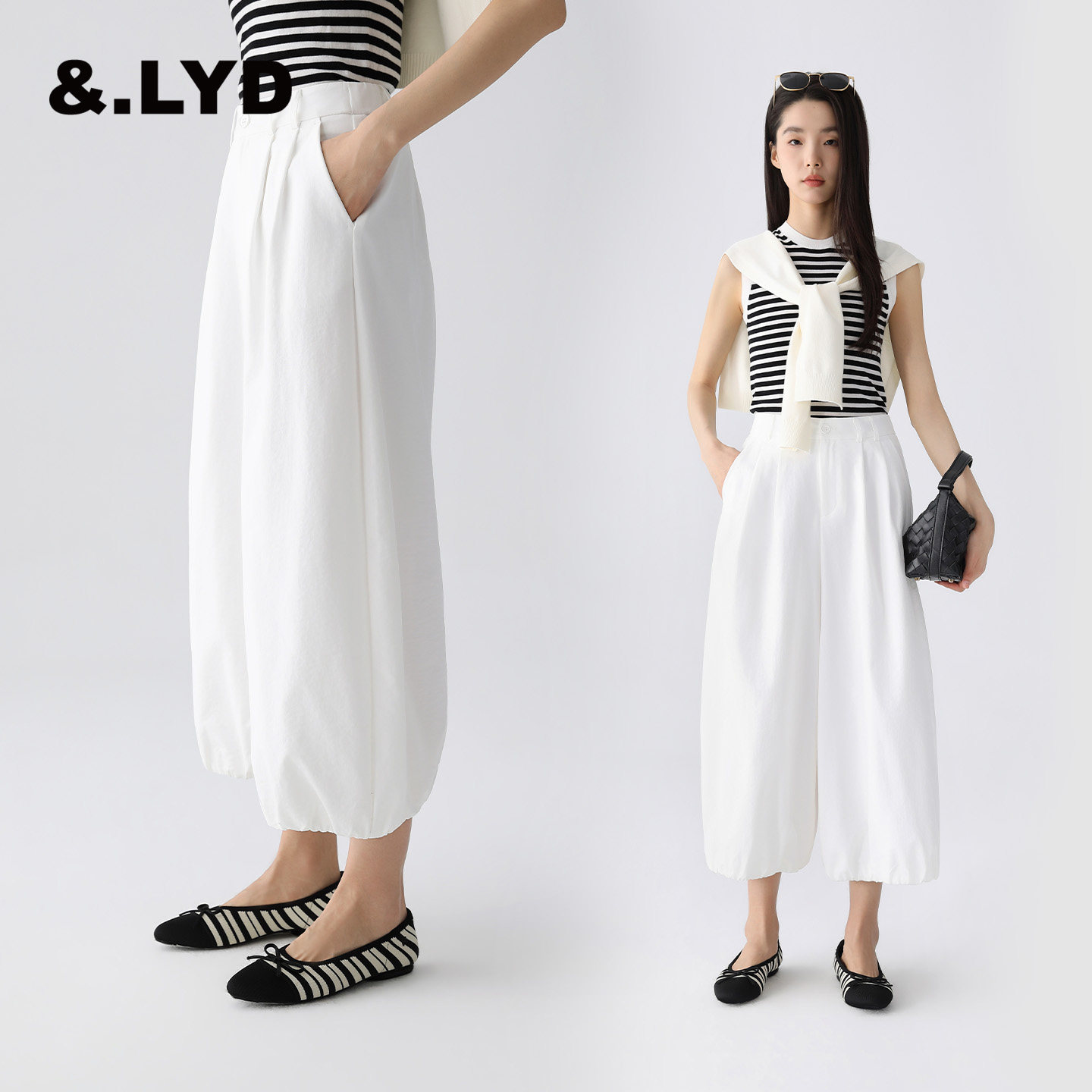 ANDLAYERED2026新款春季女士休闲束脚灯笼裤藏肉显瘦设计感气球裤
