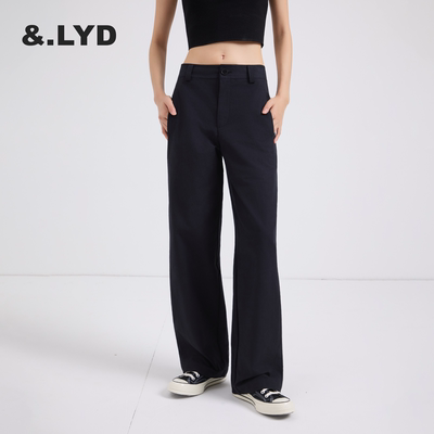 LYD高腰窄版直筒全棉休闲裤