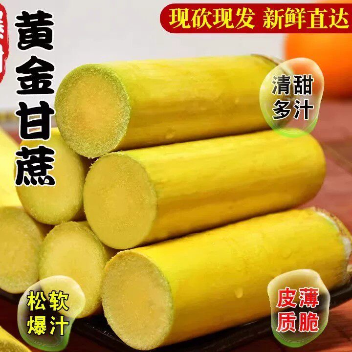 云南脆皮黄金甘蔗9斤一级甘蔗现砍黄皮新鲜应季水果甘蔗孕妇脆甜