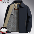 中老年人夹克衫 爸爸装 夹棉外套轻薄二棉衣服秋冬季 啄木鸟中年男士