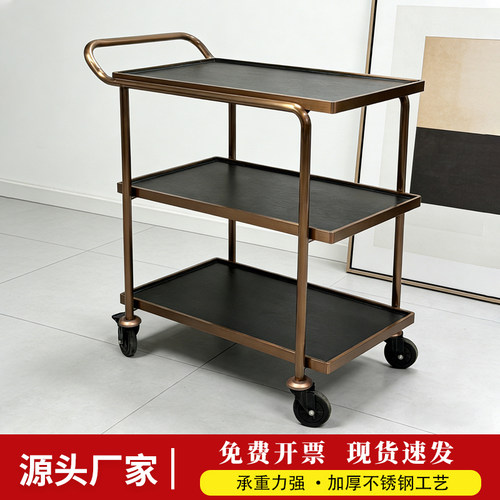 三层餐车烤鸭片鸭车不锈钢手推车酒水服务车小推车双层高级餐车