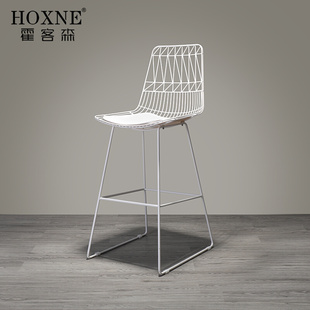 霍客森定制椅子北欧铁艺吧椅简约酒吧椅吧凳设计师吧台椅高脚凳子
