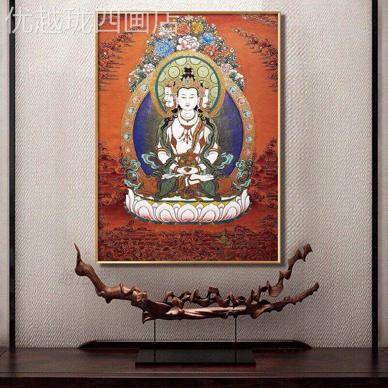 网红大日如画来卡挂画藏传佛像堂装饰客厅佛堂中寺庙背景墙壁唐画