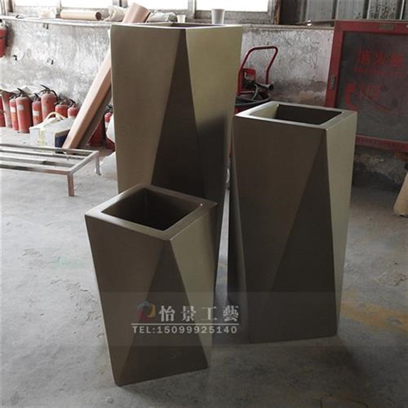 菱形切面c玻璃钢组合花盆道路街边景观花盆花钵办公大楼花盆