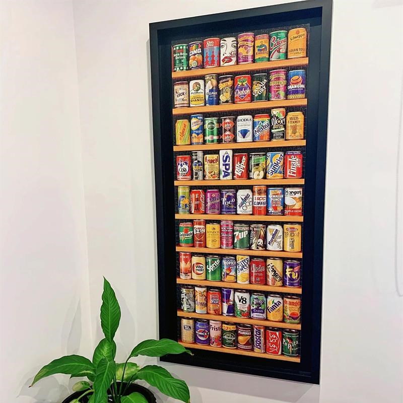 2000片汽水罐拼图框1500易拉罐拼图框实木立Q体悬浮雷诺瓦拼图裱