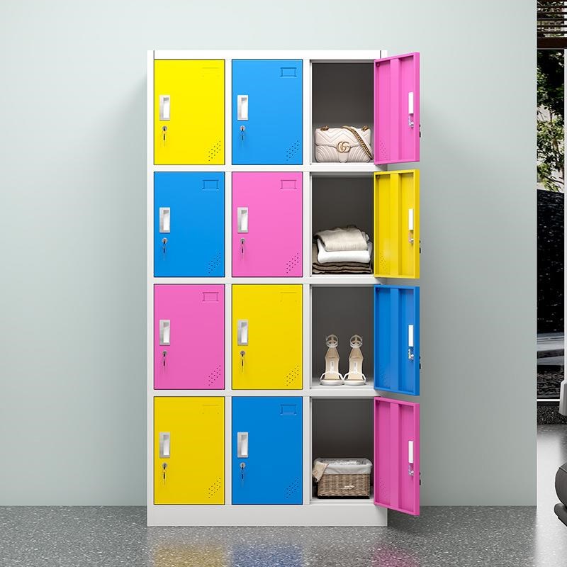 彩色更衣柜员工柜感m应密码锁存放柜铁皮健身房换衣柜浴室储物柜