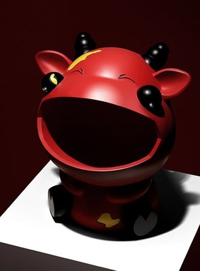 一手牛气哄哄收j纳品摆件客厅卧室店铺桌面牛年牛气冲天工艺品