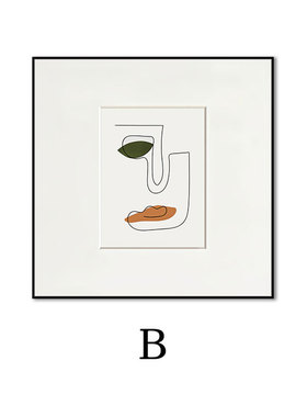 现货绿色背景墙ijs风装饰画卧室床头小清新壁画北欧原木风正方形