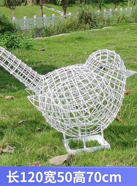 不锈钢镂a空小鸟松鼠蜗牛雕塑彷真动物园林售楼部草坪发光装饰摆