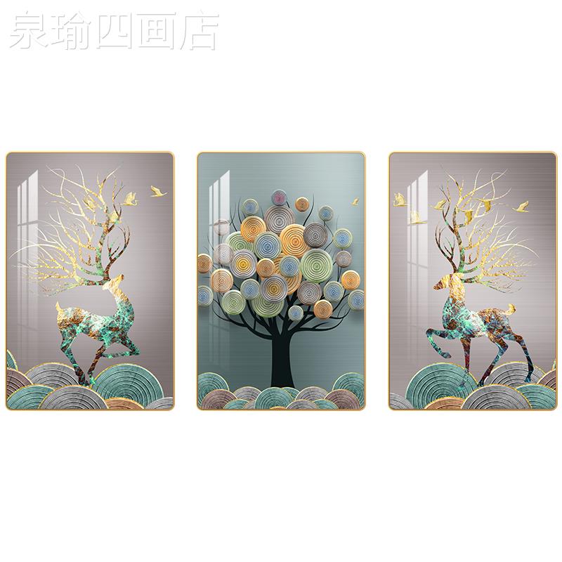 网红墙客画厅装饰沙画现简约三联画发背景墙挂画代北欧风餐厅室卧图片