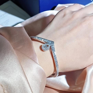 尚美铂爵约瑟芬皇冠公主加冕水滴满钻手镯18K白金钻石手环情侣女