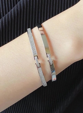 尚美铂爵Liens缘系一生交叉手镯女18k玫瑰金间钻满天星窄版手环