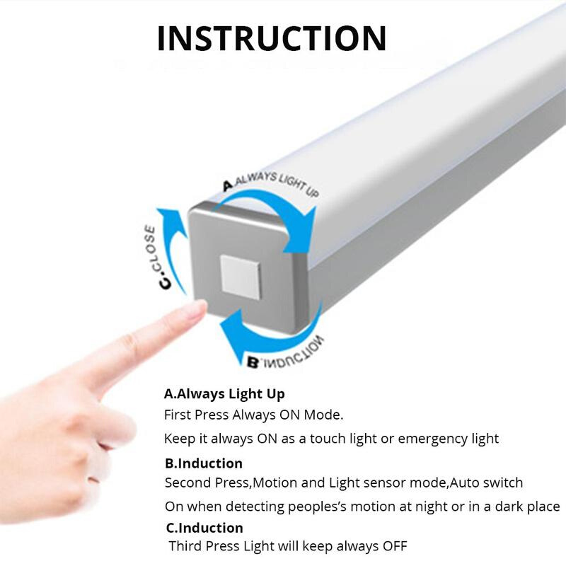 LED Closet Night Light Motion Sensor Magnetic Night Lamp For