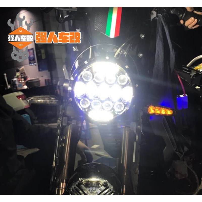 速珂SOCO电动车改装pLED透镜大灯 加高风挡 挡风板 矩阵彩色多灯