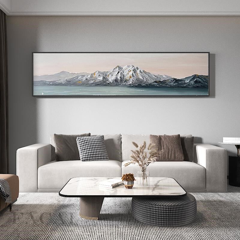 网红大气客厅装饰画轻奢墙画沙发背墙景挂画现约代T简山水画横版