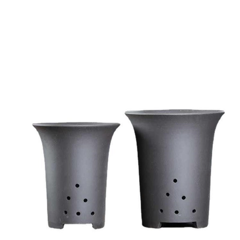 【折扣价】新款子花盆陶瓷墨兰盆大宜兴紫砂三件套U兰兰花花盆君