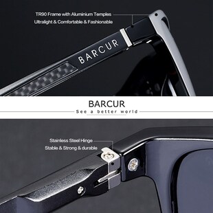 BARCUR Aluminium Magnesium Sun Glasses foOr Men TR90 Square