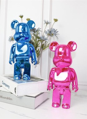 摆件网红熊暴力h装饰卡通电视柜雕塑公仔客厅电镀品样板房商场软