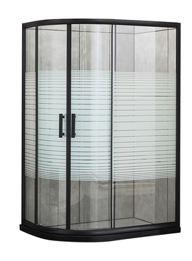 定制黑色简易淋j浴房浴室玻璃隔断沐浴G房整体淋浴房弧扇形干湿分