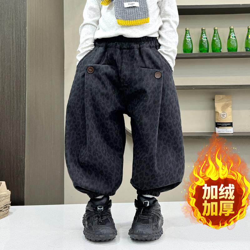 男童裤子春秋款2025新款男孩灯笼裤儿童宽松牛仔裤宝宝春季休闲裤